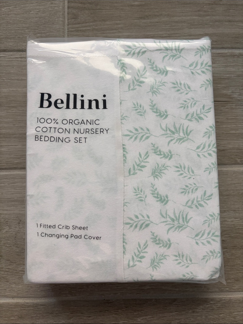 Bellini Nursery Bedding Set - White with Mint Leaf Pattern